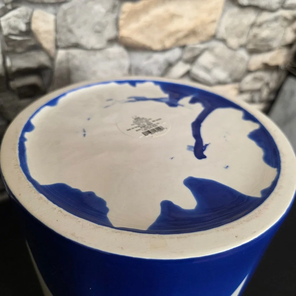 Project 62 Stoneware Vase White Blue Drip‎ Glaze Handcrafted Decorative 9